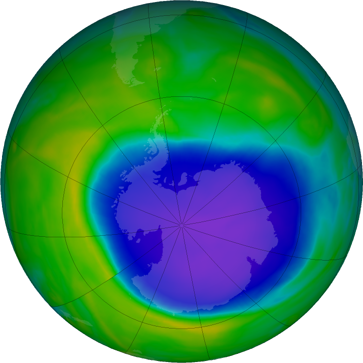 Antarctic ozone map for 05 November 2020